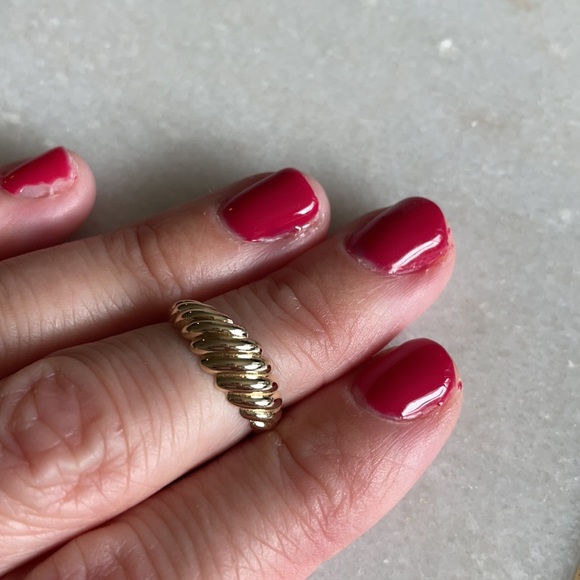 Solid 14k gold croissant pinky ring